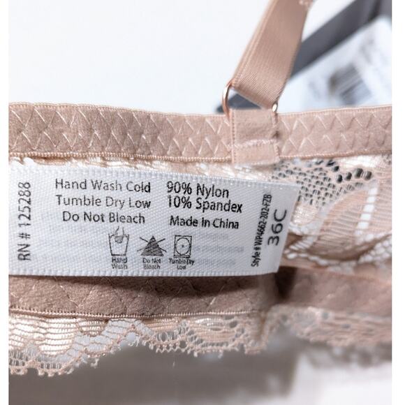 Frederick’s of Hollywood Beatrix Scalloped Lace Push Up Bra Womens Lingerie, 36C - Picture 9 of 11